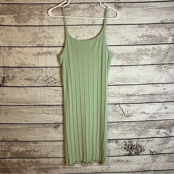 House of Harlow Ribbed Fitted Mini Dress in Green - Picture 1 of 9